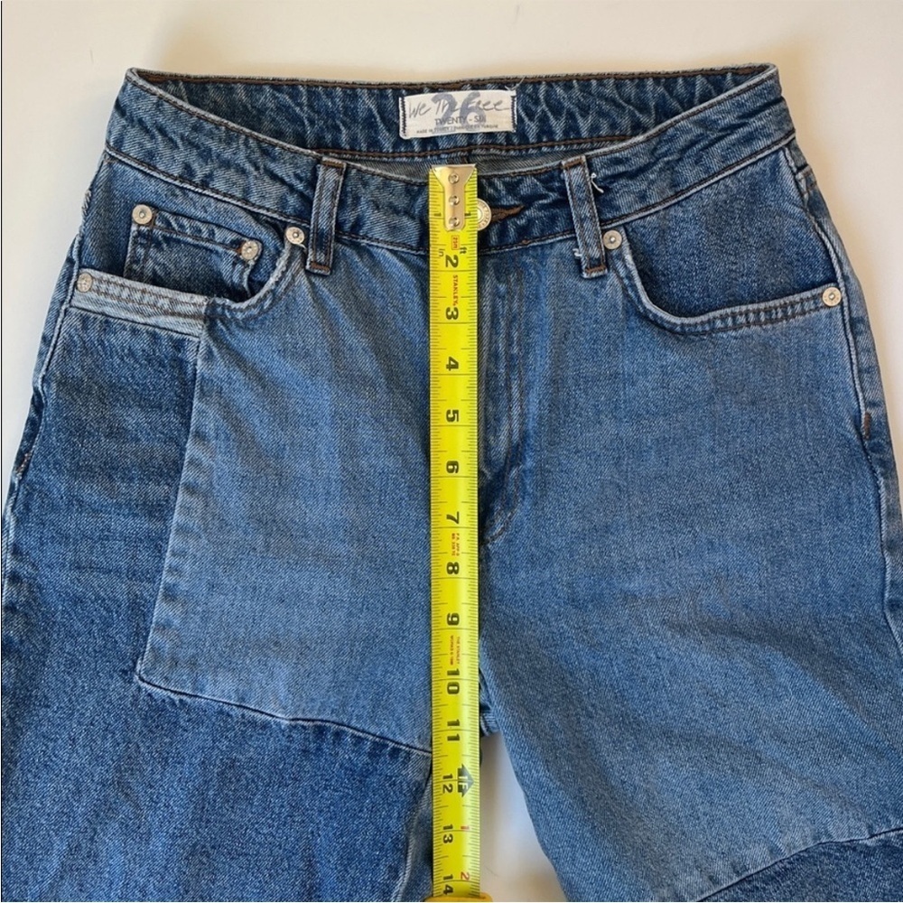 Free People High Rise Straight Leg Mom Jeans Patchwork Cotton Size 26 - Picture 9 of 14